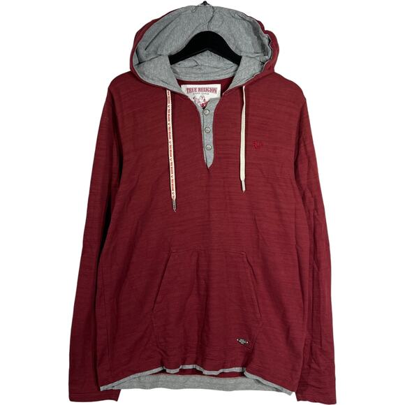 True Religion 1/4 Button Hoodie - Picture 1 of 8